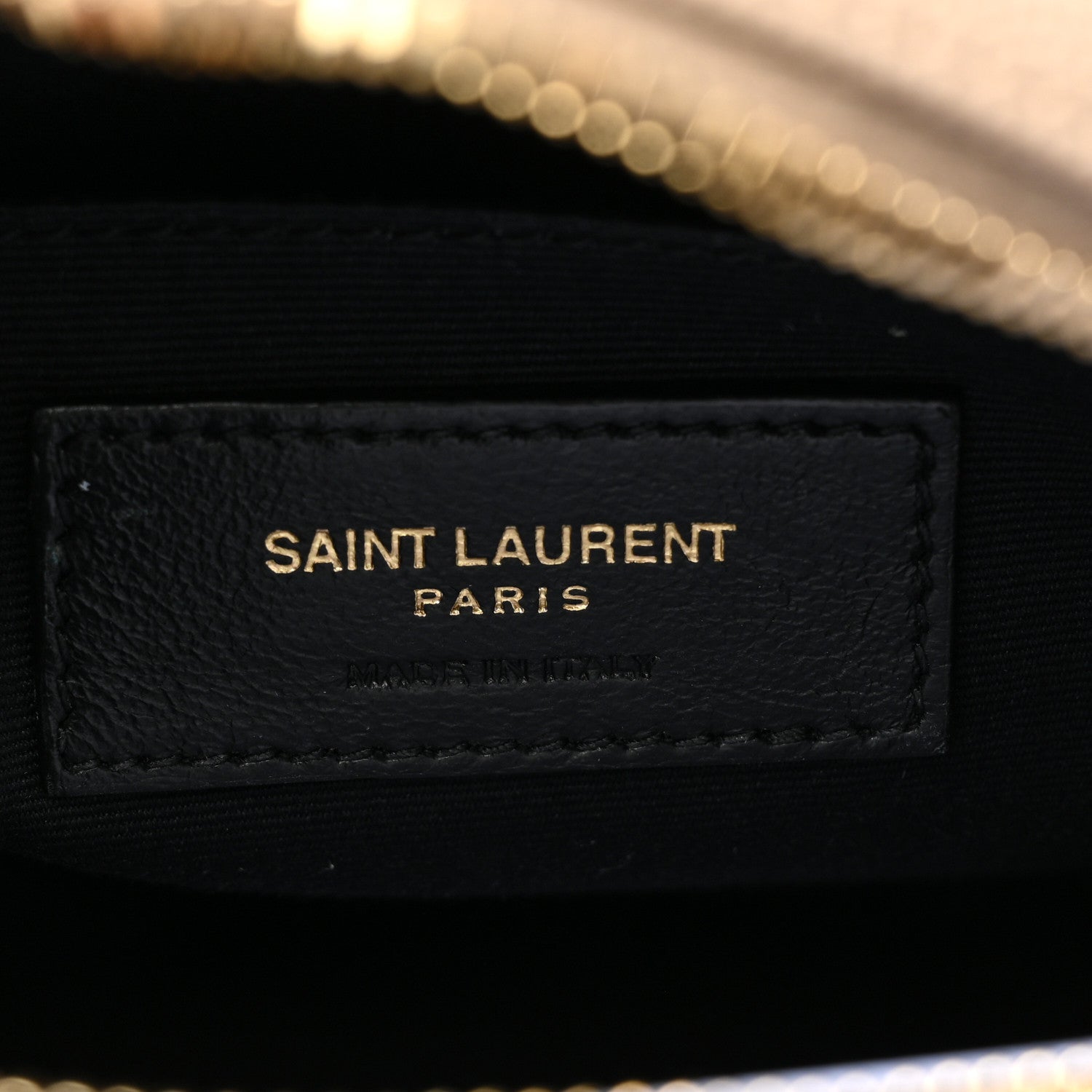 Saint Laurent Grain De Poudre Matelasse Chevron Quilted Round Vinyle Camera Bag Dark Beige 5 of 7