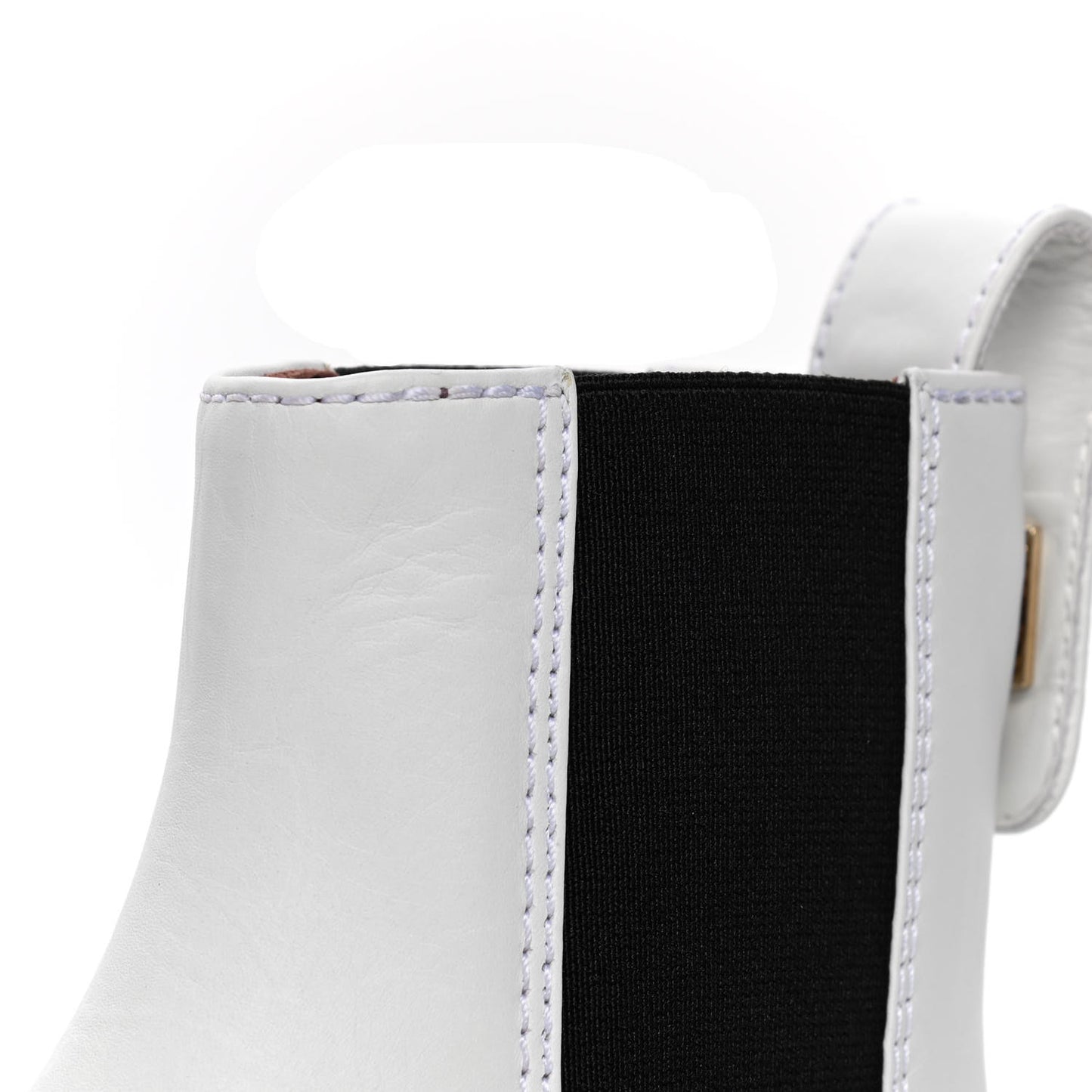Calfskin Cap Toe CC Ankle Boots 35 White Black