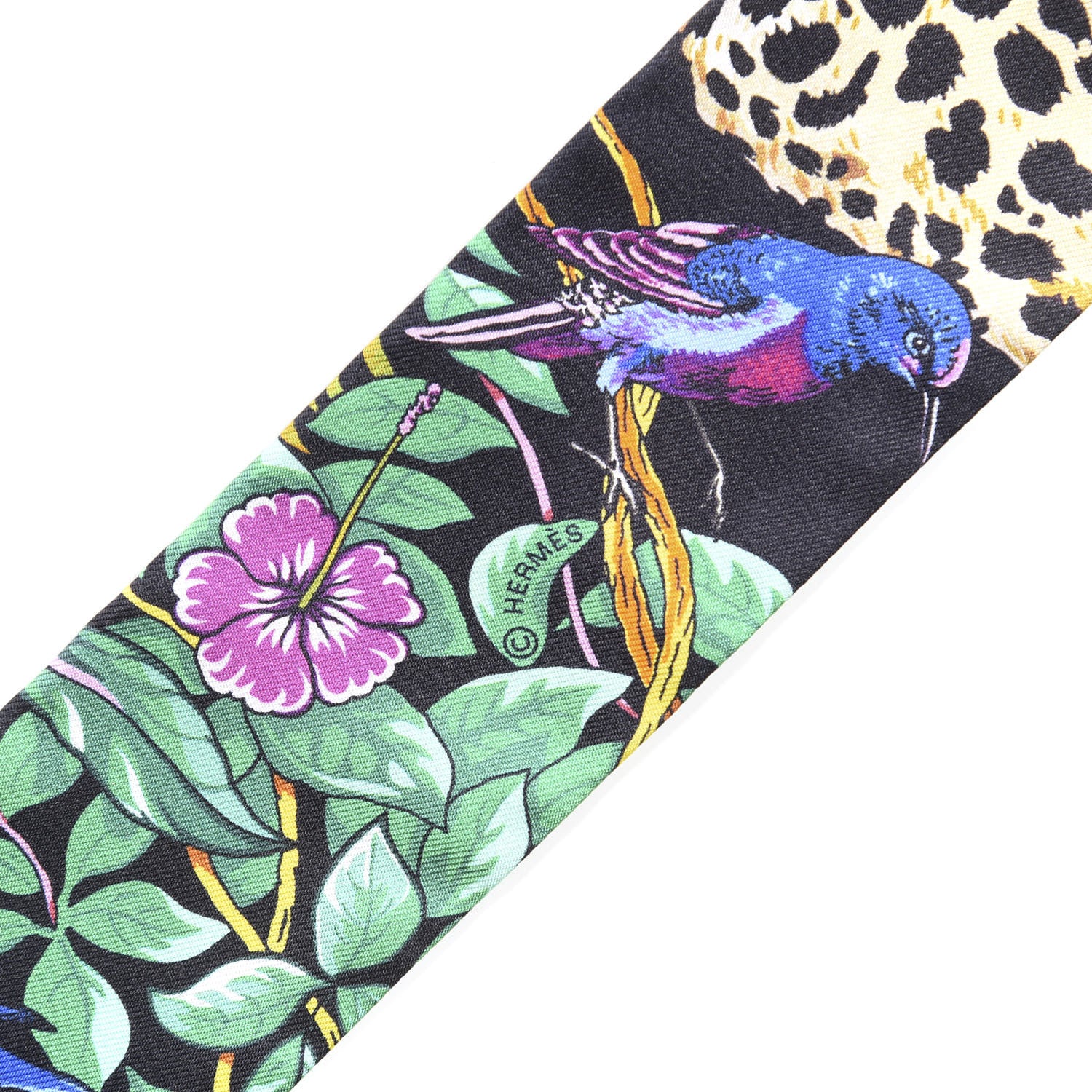 Hermes Silk Jungle Love Love Twilly Black Vert Rose Vif 4 of 5