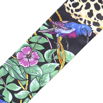 Hermes Silk Jungle Love Love Twilly Black Vert Rose Vif 4 of 5