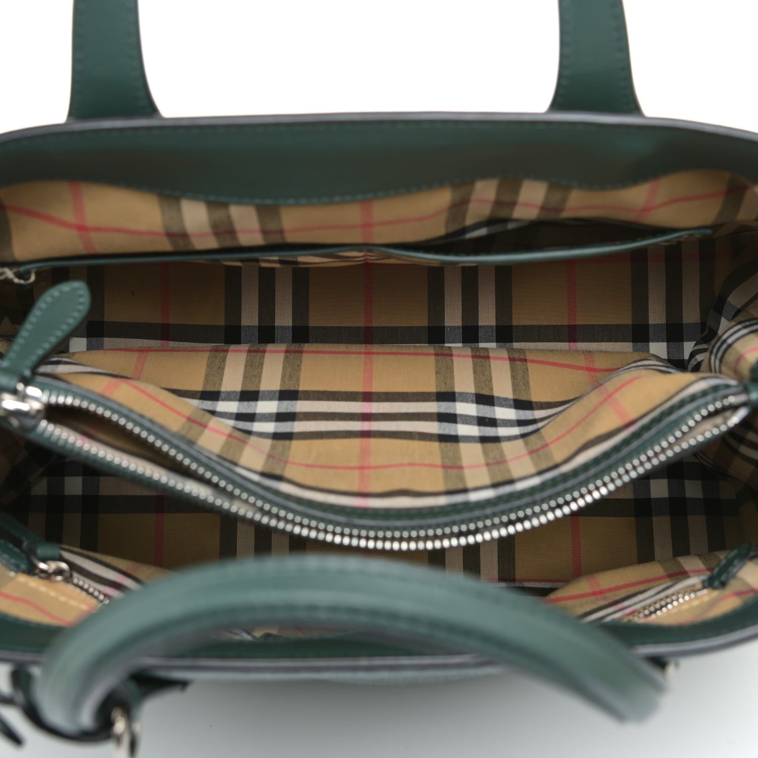 Burberry Derby Calfskin Perforated Small Banner Tote Green 6 of 8