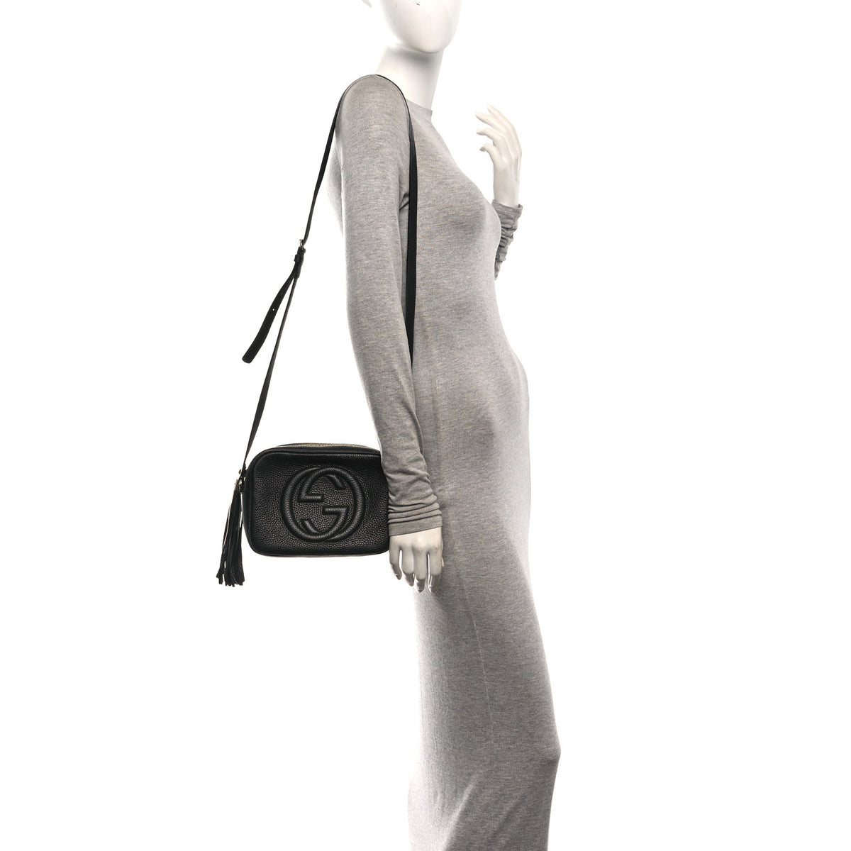 Pebbled Calfskin Small Soho Disco Bag Black