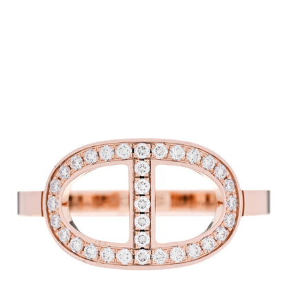Hermes 18K Rose Gold Diamond MM Chaine d'Ancre Contour Ring 52 6 1 of 5