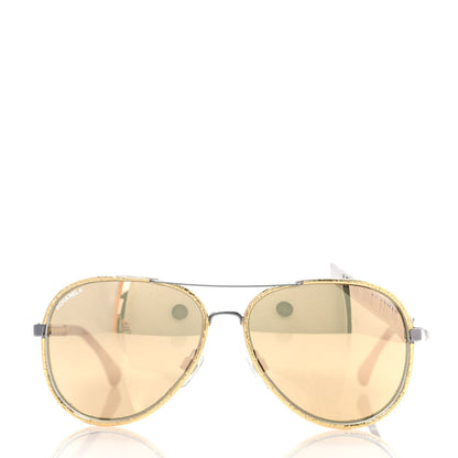 Chanel Metal Mirrored Pilot Winter Sunglasses 4219-Q Gold 2 of 8