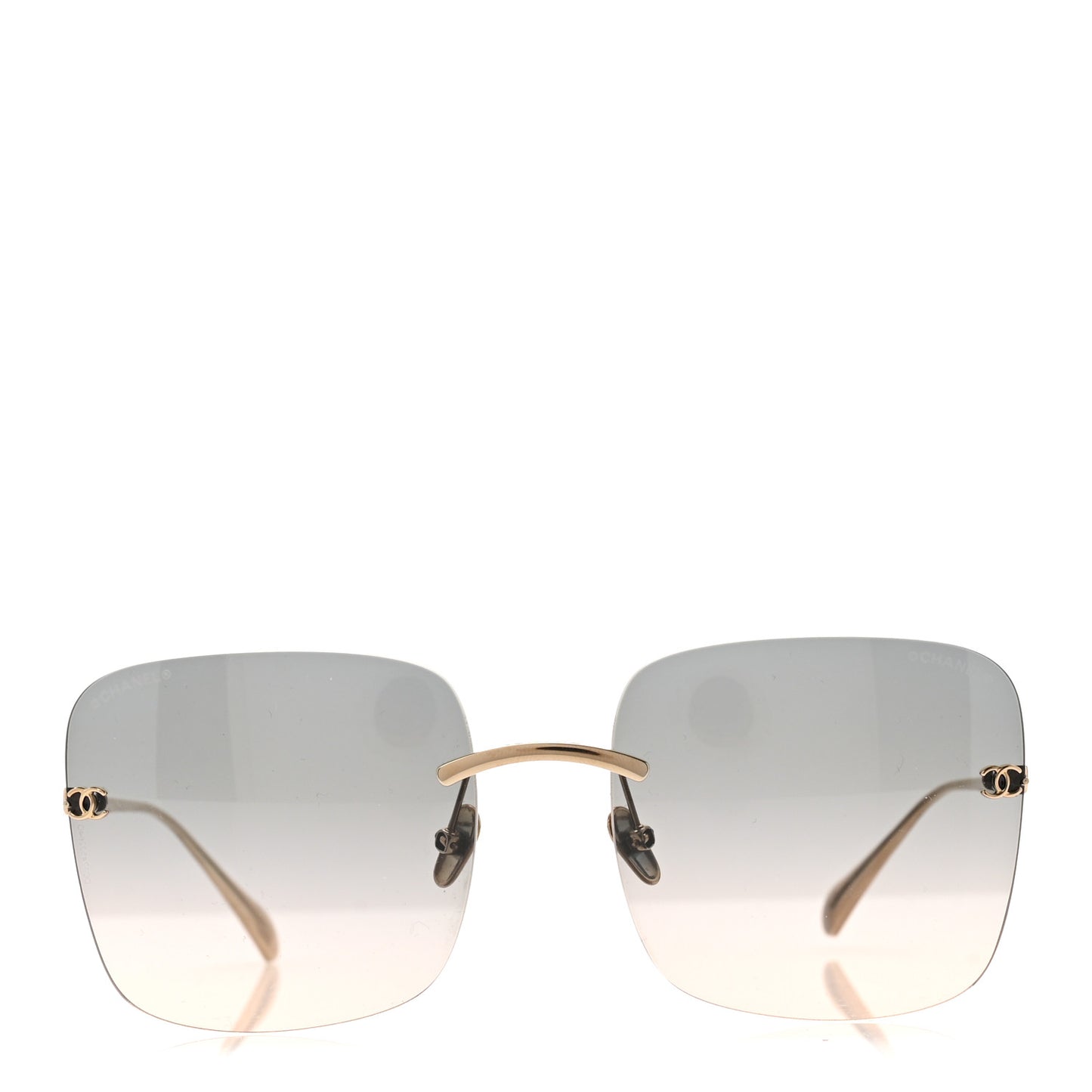 Titanium Rimless Square Sunglasses 4287-T Gold Gradient Green