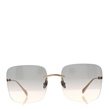 Chanel Titanium Rimless Square Sunglasses 4287-T Gold Gradient Green 2 of 8