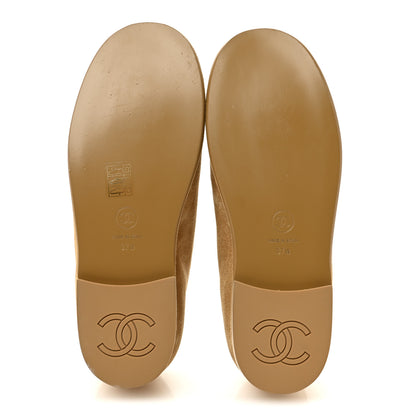Chanel Suede Calfskin CC Loafers 37.5 Dark Beige 6 of 10