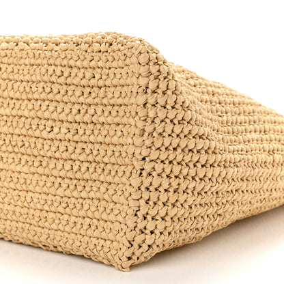Prada Yarn Raffia Effect Crochet Embroidered Logo Tote Naturale 9 of 10