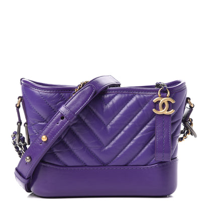 Chanel Aged Calfskin Chevron Quilted Small Gabrielle Hobo Purple 1 of 11