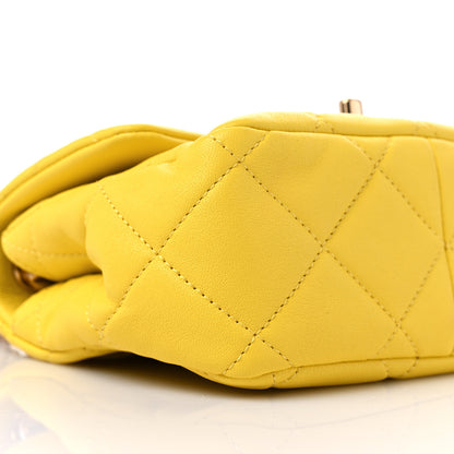 Chanel Lambskin Metal Quilted Mini Top Handle Square Flap Yellow 8 of 10