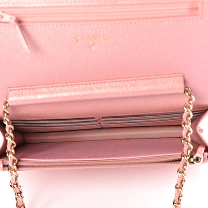 Chanel Iridescent Caviar Quilted Wallet on Chain WOC Rose Pink 5 of 11