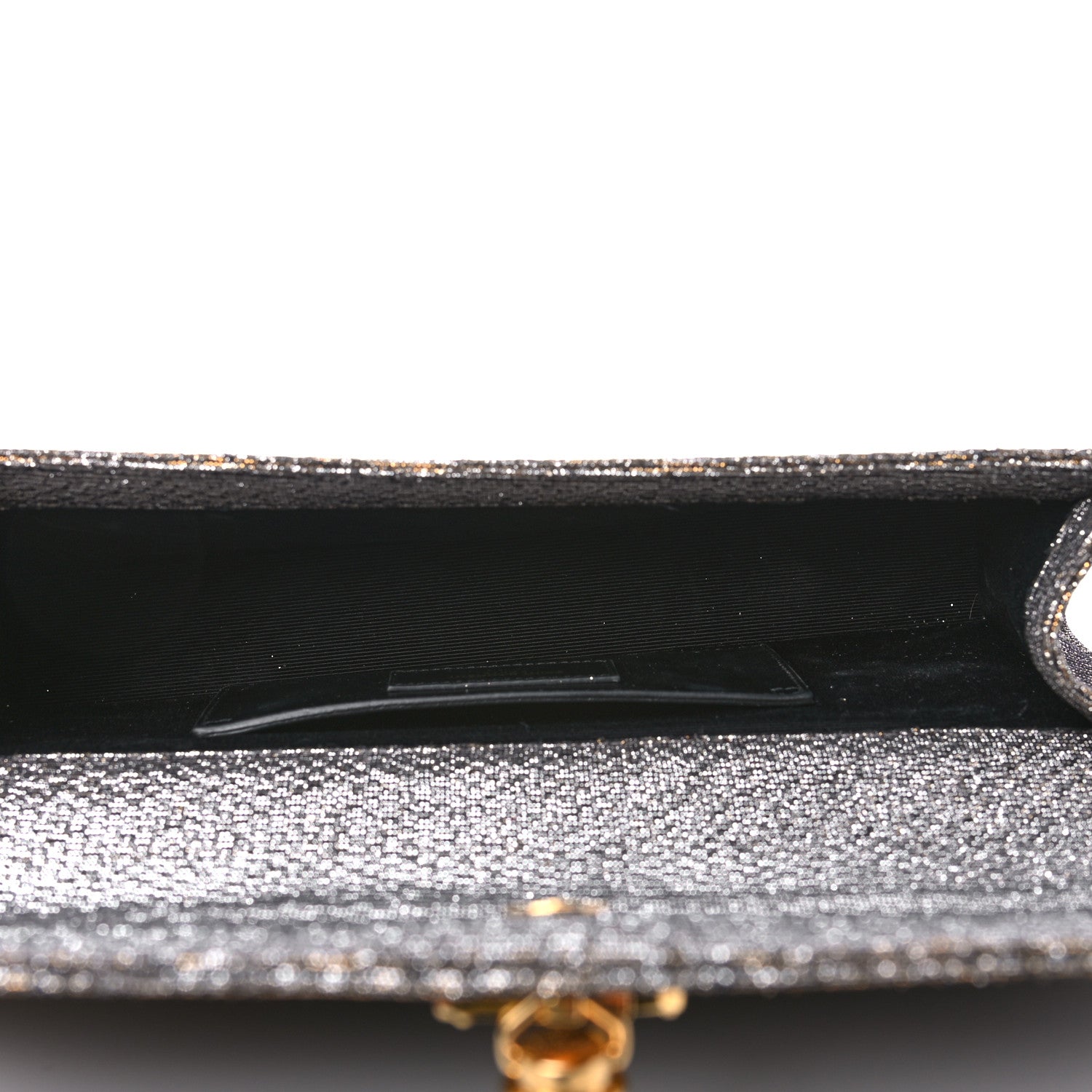 Saint Laurent Metallic Canvas Woven Classic Monogram Tassel Clutch Silver Gold 5 of 13