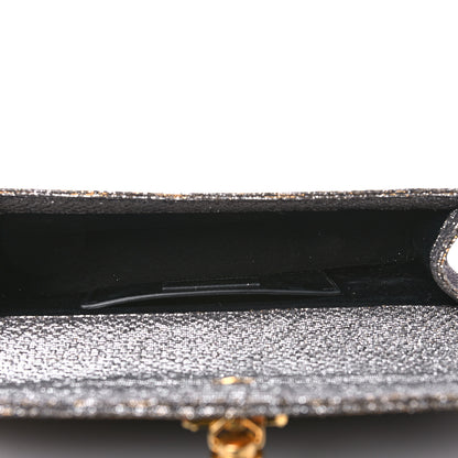 Saint Laurent Metallic Canvas Woven Classic Monogram Tassel Clutch Silver Gold 5 of 13
