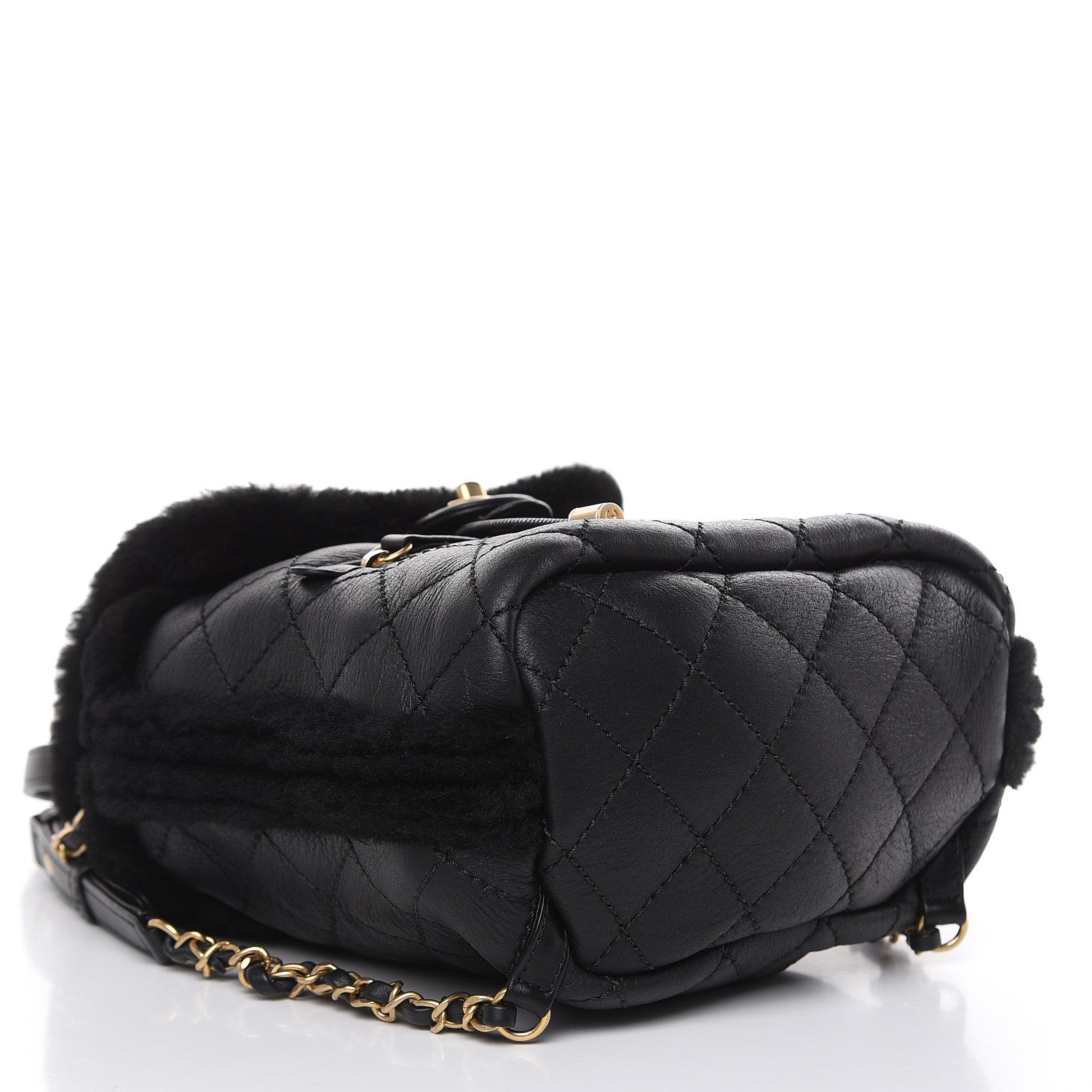 Chanel Lambskin Shearling Quilted CC Backpack Black 4 of 8