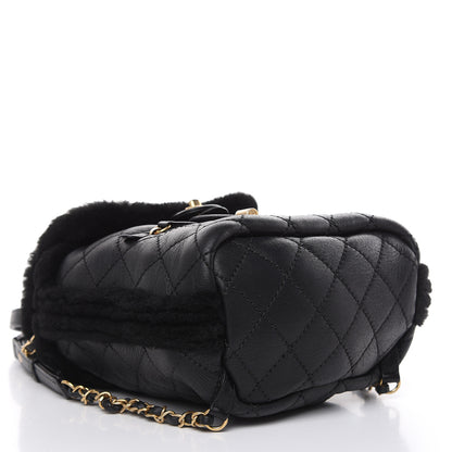 Chanel Lambskin Shearling Quilted CC Backpack Black 4 of 8