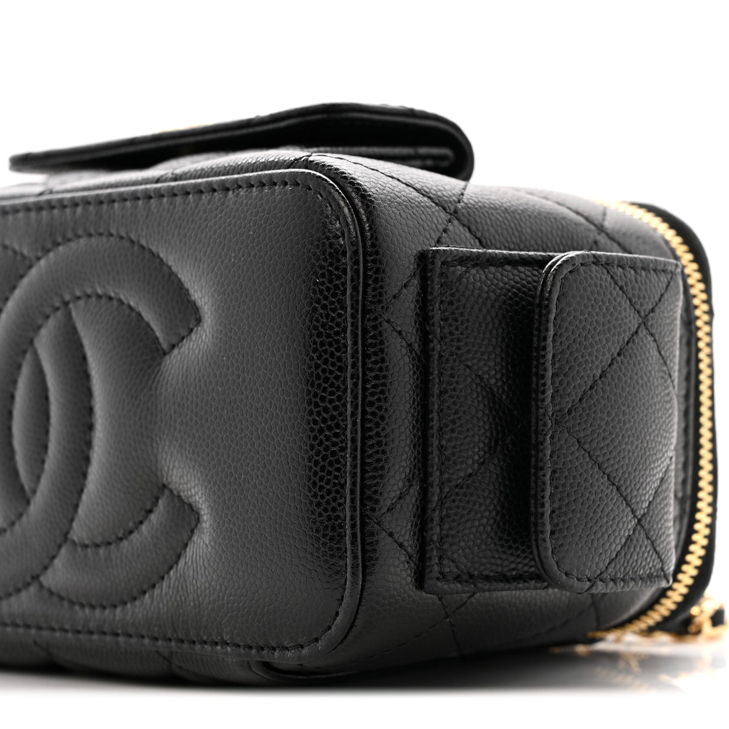 Caviar Quilted Polly Pocket East West Top Vanity With Chain Black