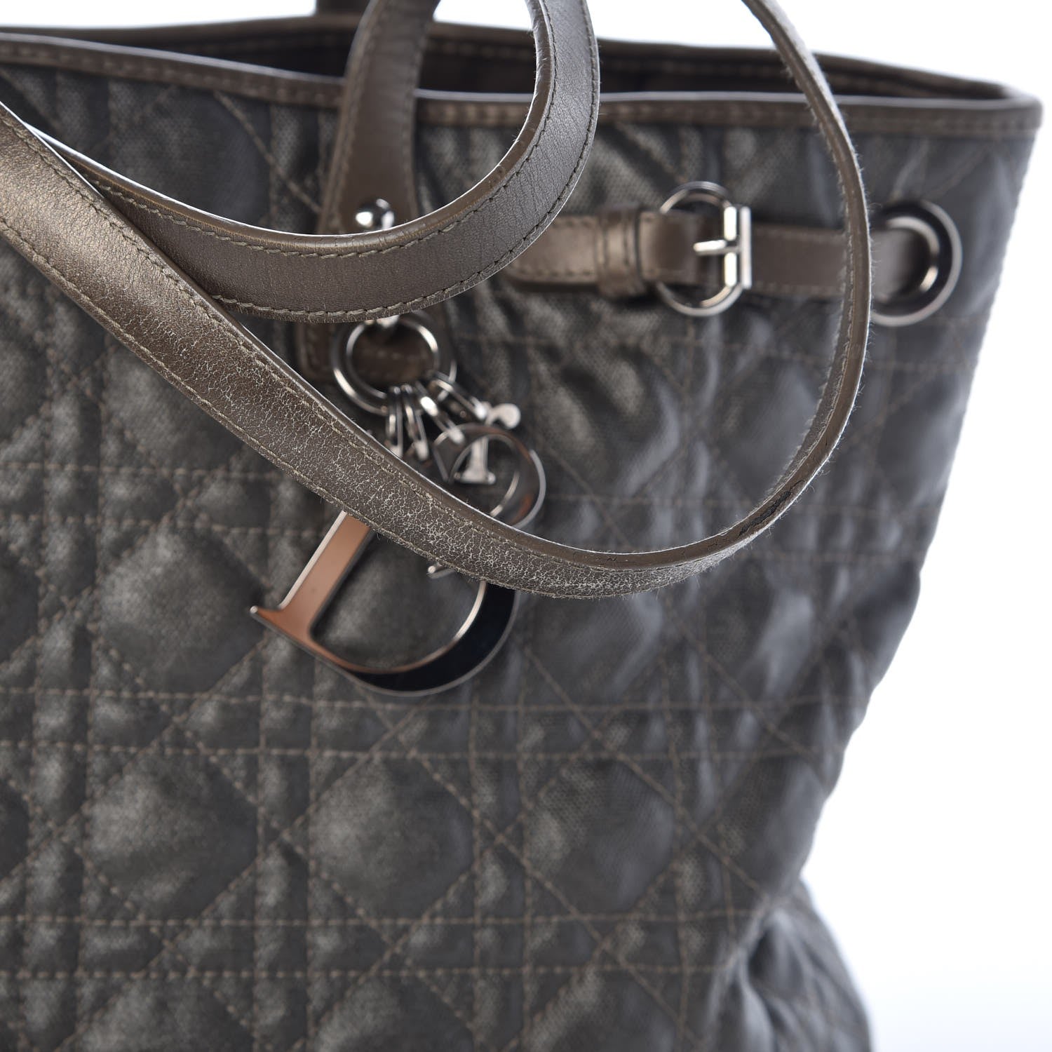 Christian Dior Coated Canvas Cannage Medium Panarea Tote Grey 9 of 9