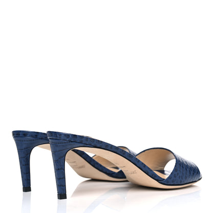 Jimmy Choo Calfskin Crocodile Embossed Stacey 65 Sandal Pumps 38.5 Denim 4 of 6