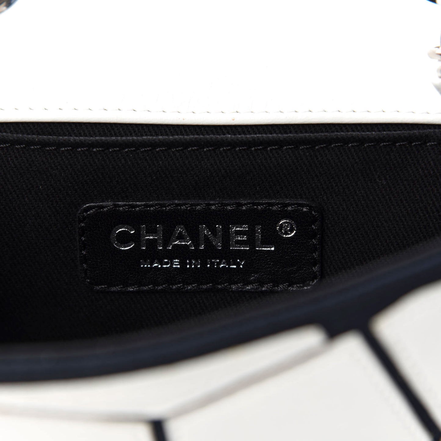 Calfskin Stitched Curve Mini Flap White Black