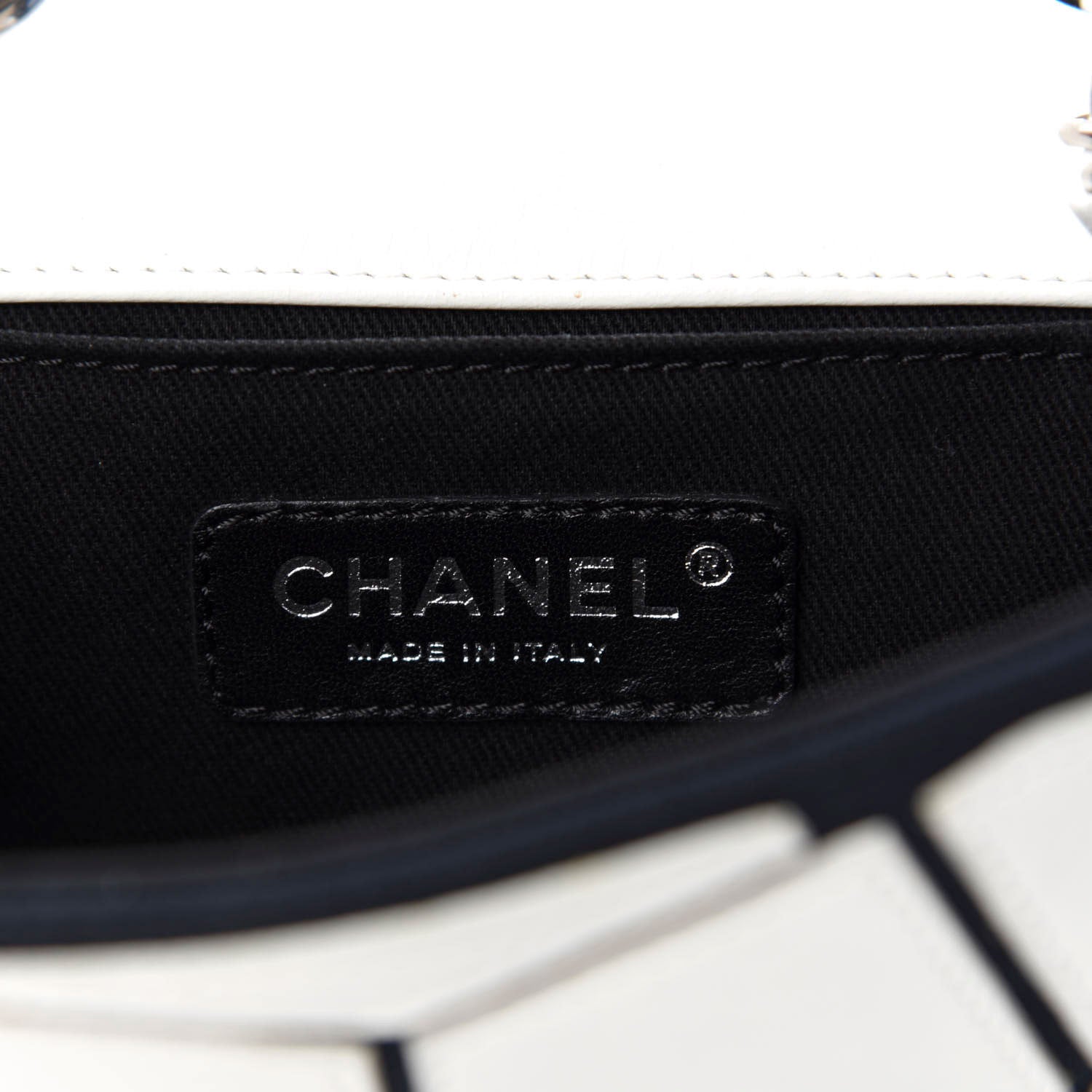 Chanel Calfskin Stitched Curve Mini Flap White Black 10 of 11