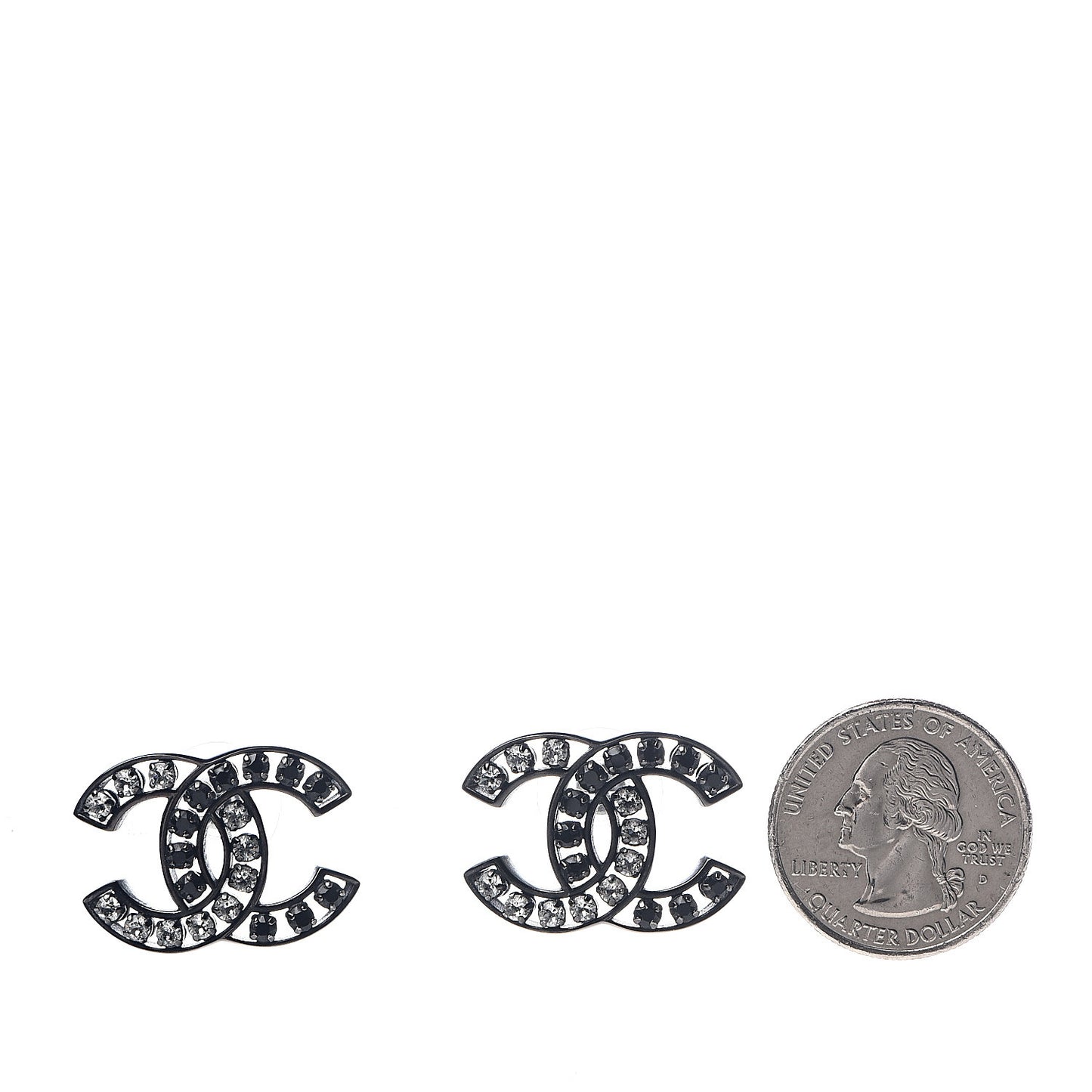 Crystal Large CC Earrings Black