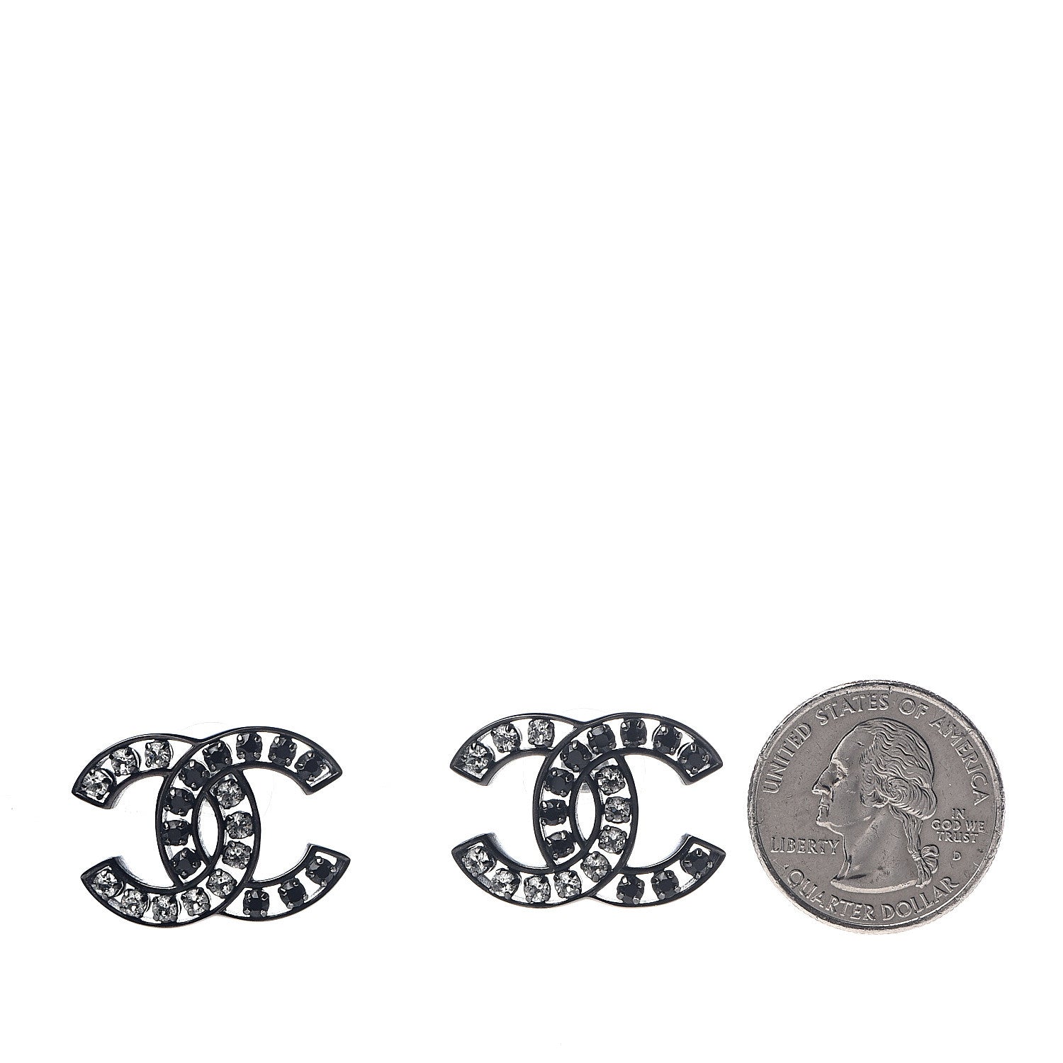 Chanel Crystal Large CC Earrings Black 2 of 5