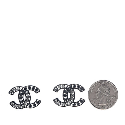 Chanel Crystal Large CC Earrings Black 2 of 5