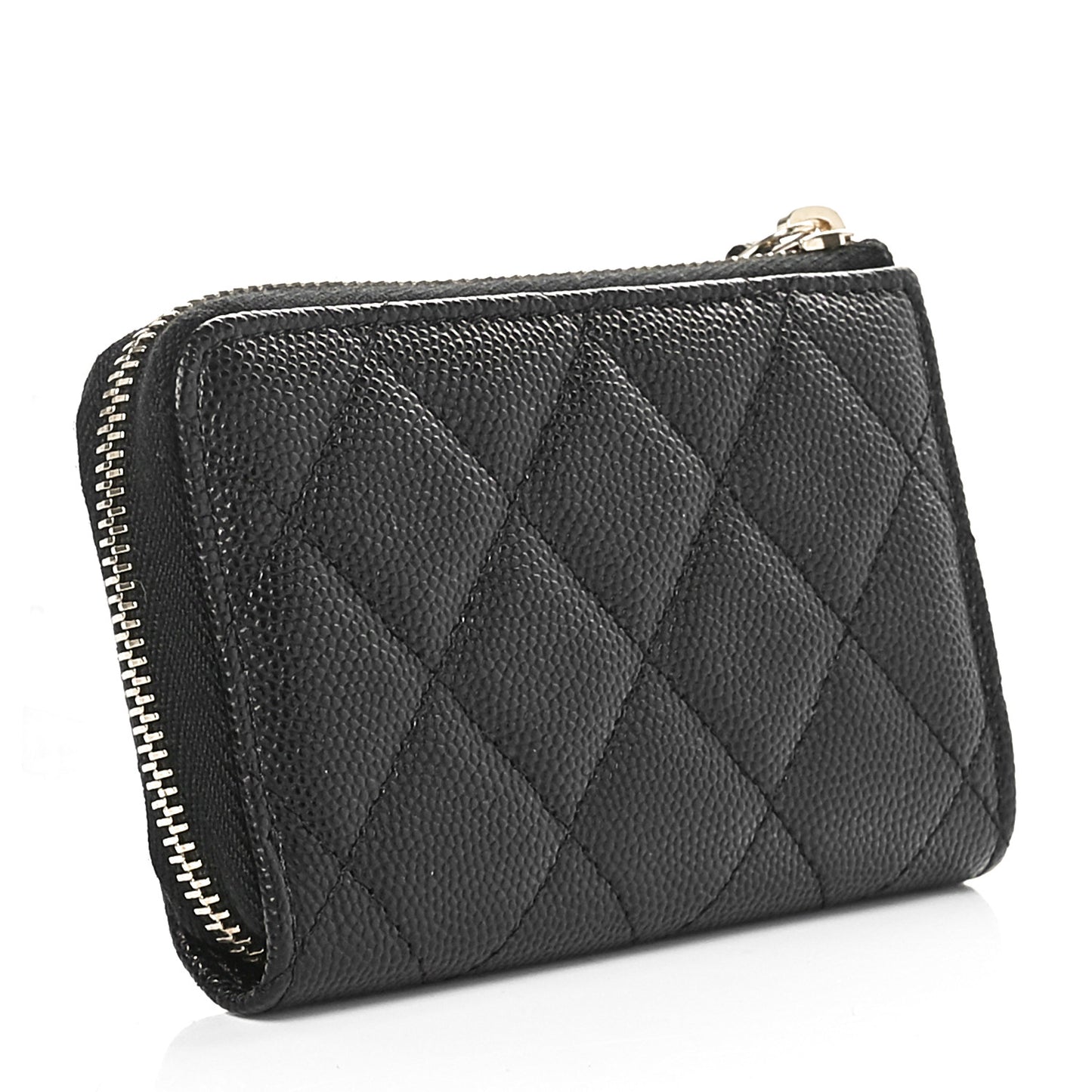 Caviar Quilted Zipped Key Holder Case Black