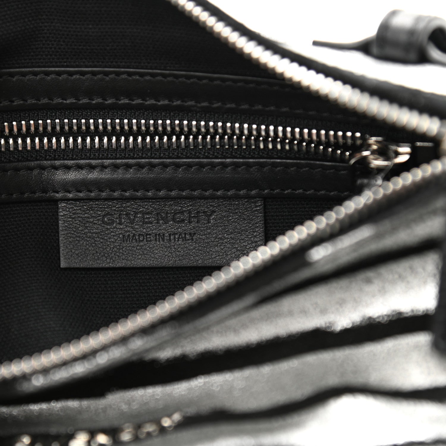 Givenchy Metallic Calfskin Striped Mini Pandora Black Silver 6 of 11