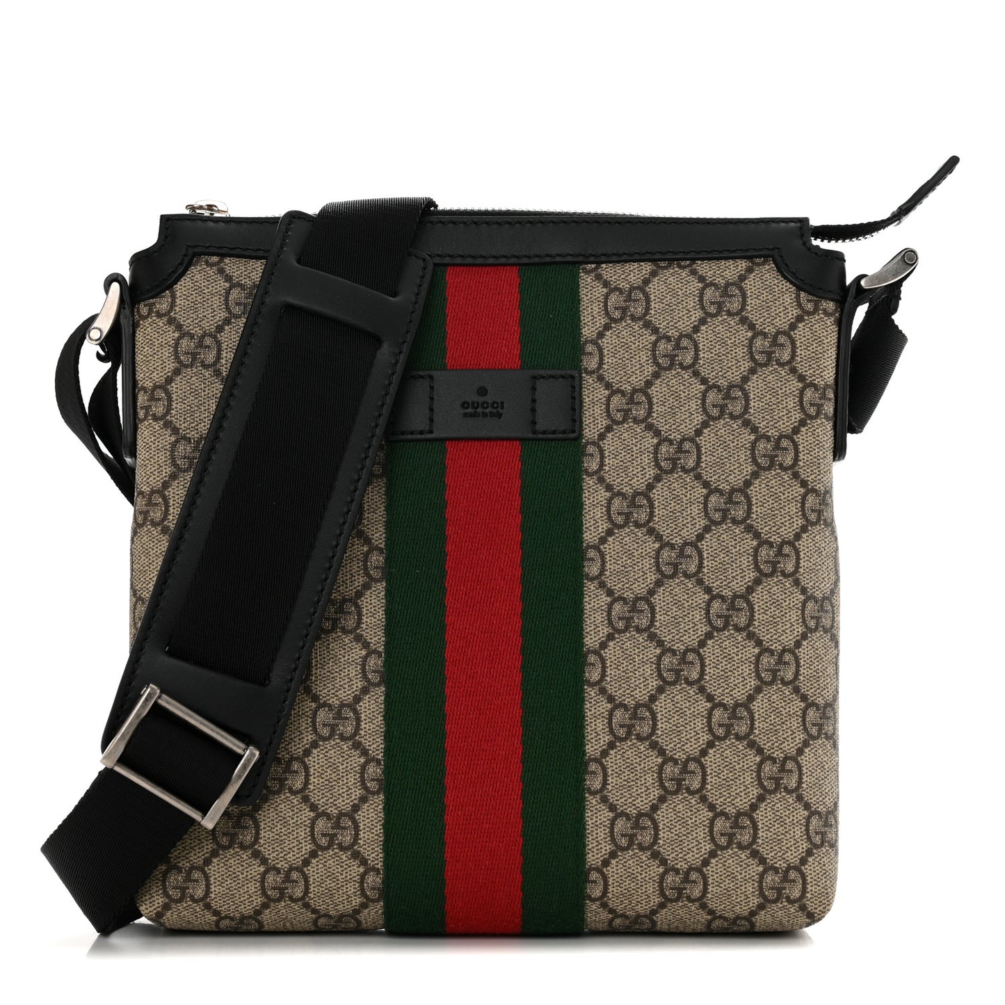 GG Supreme Monogram Web Messenger Bag Black