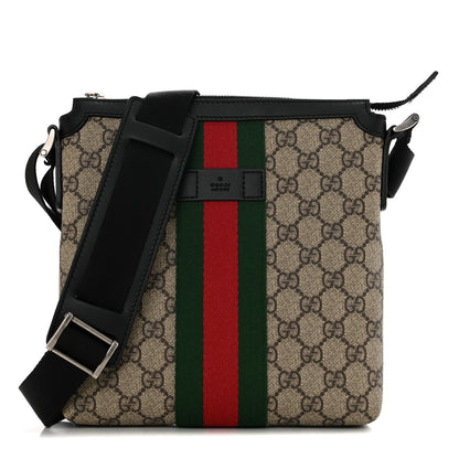 Gucci GG Supreme Monogram Web Messenger Bag Black 1 of 11