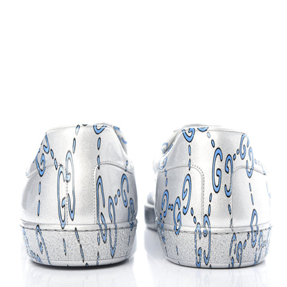 Gucci Miro Rubber Wax GucciGhost Print Mens New Ace Sneakers 11 Silver 7 of 10