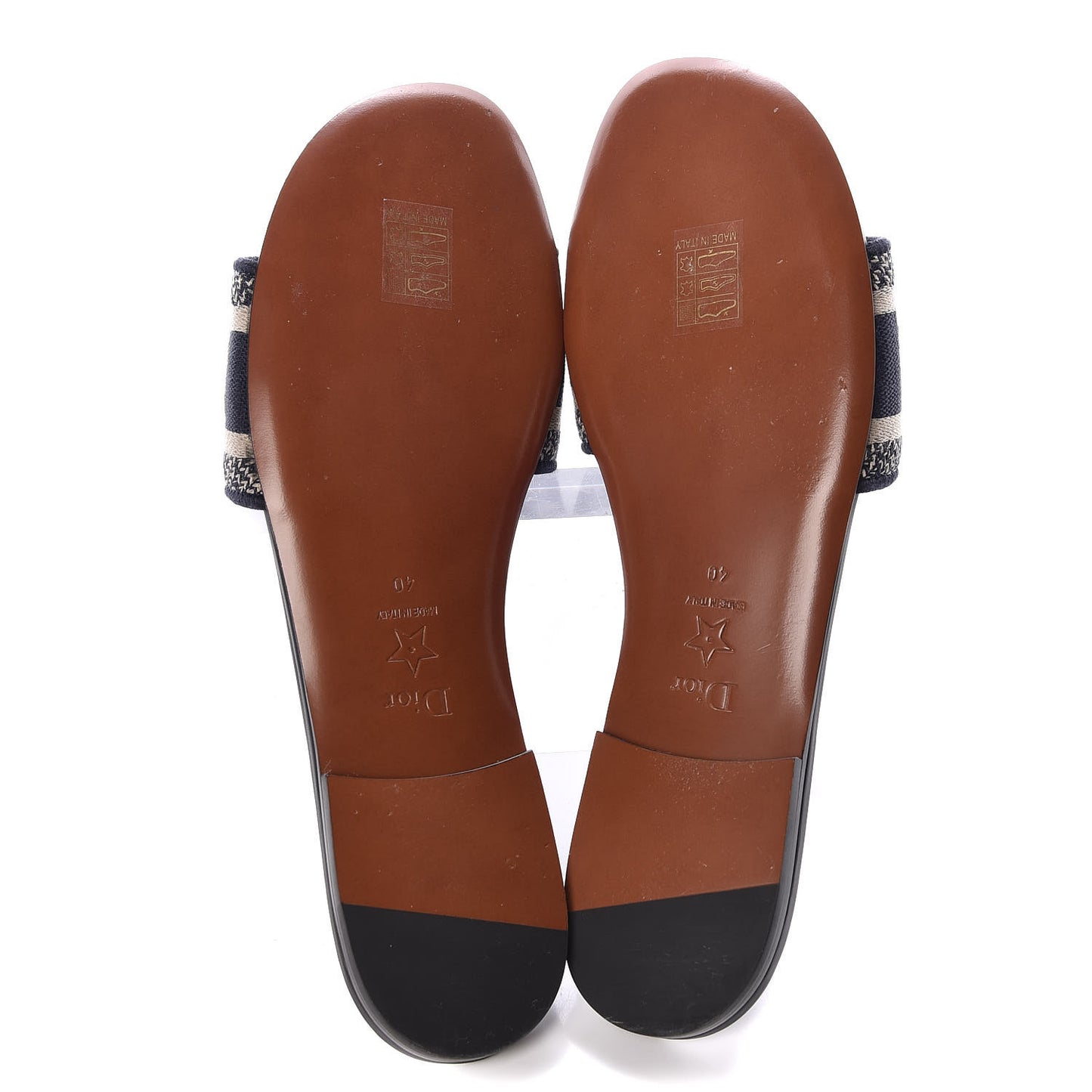 Canvas Embroidered Dway Mules Slide Sandals 40 Deep Blue