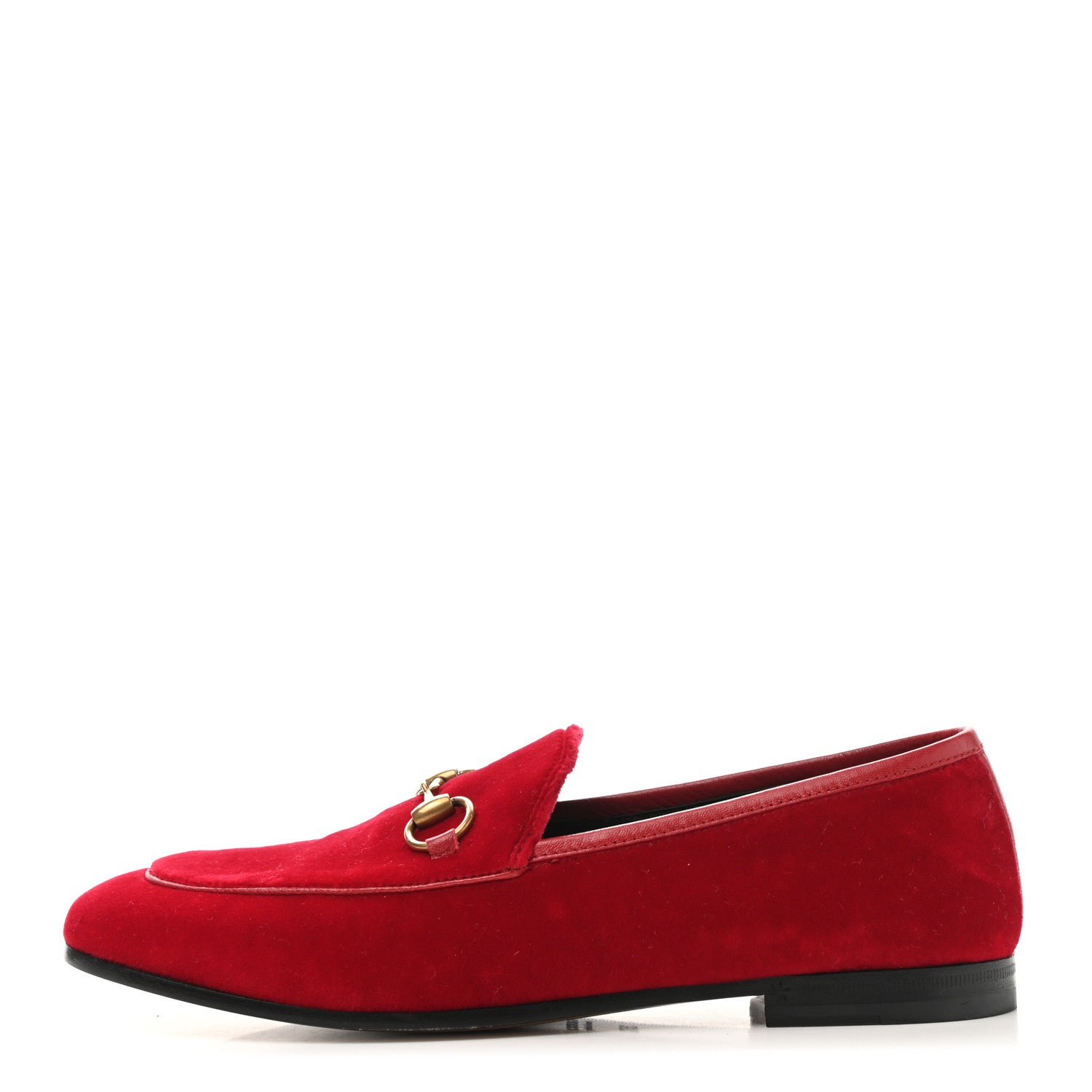 Gucci Velvet Horsebit Womens Jordaan Loafers 35.5 Hibiscus Red 1 of 9