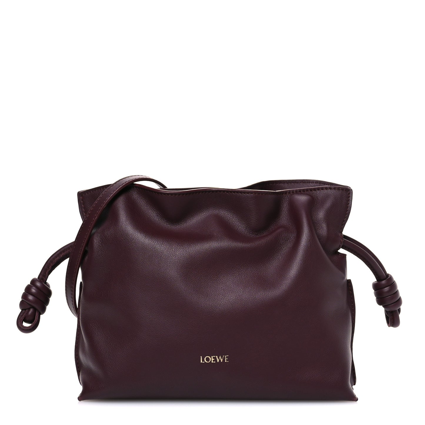 Calfskin Mini Flamenco Knot Clutch Dark Burgundy