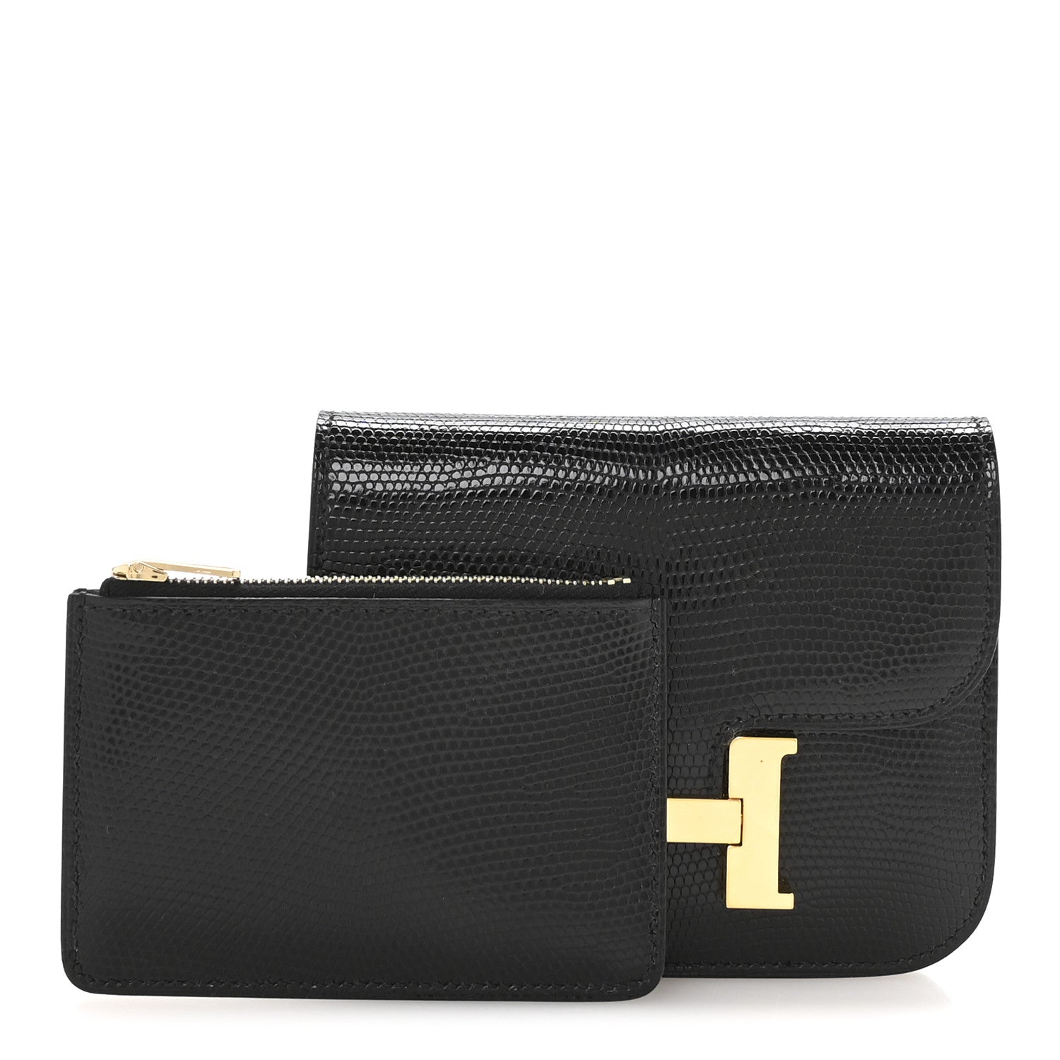 Hermes Lizard Constance Slim Wallet Black 3 of 8