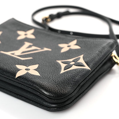 Louis Vuitton Empreinte Monogram Giant Double Zip Pochette Black Cream 9 of 10