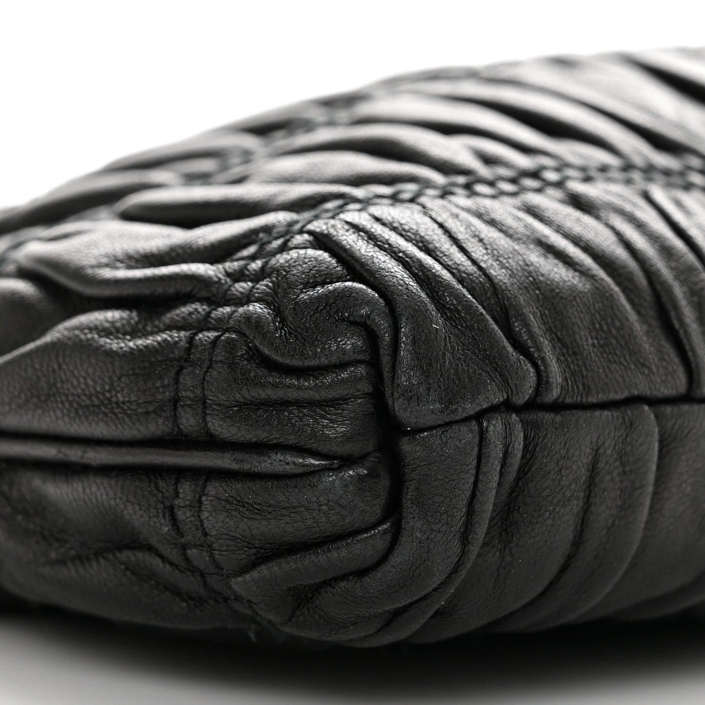 Nappa Gaufre Chain Shoulder Bag Black