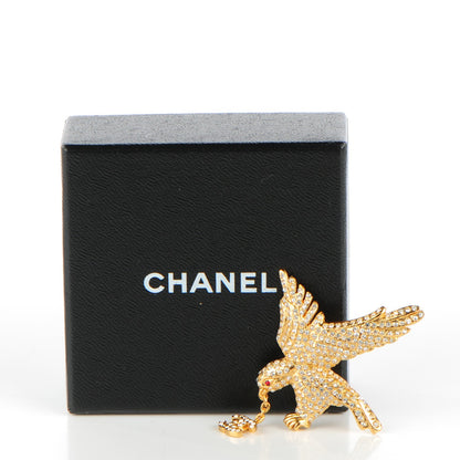 Chanel Crystal Falcon CC Brooch Gold 5 of 5