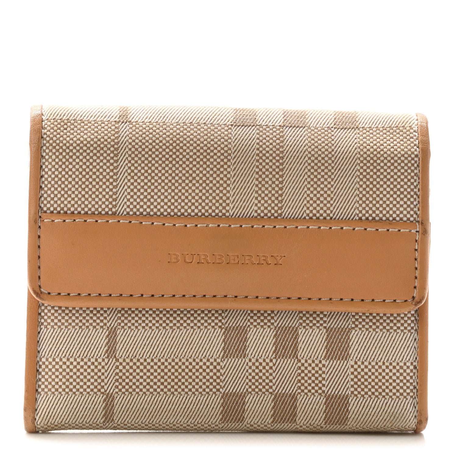 Burberry Canvas Check Flap Wallet Beige 1 of 7