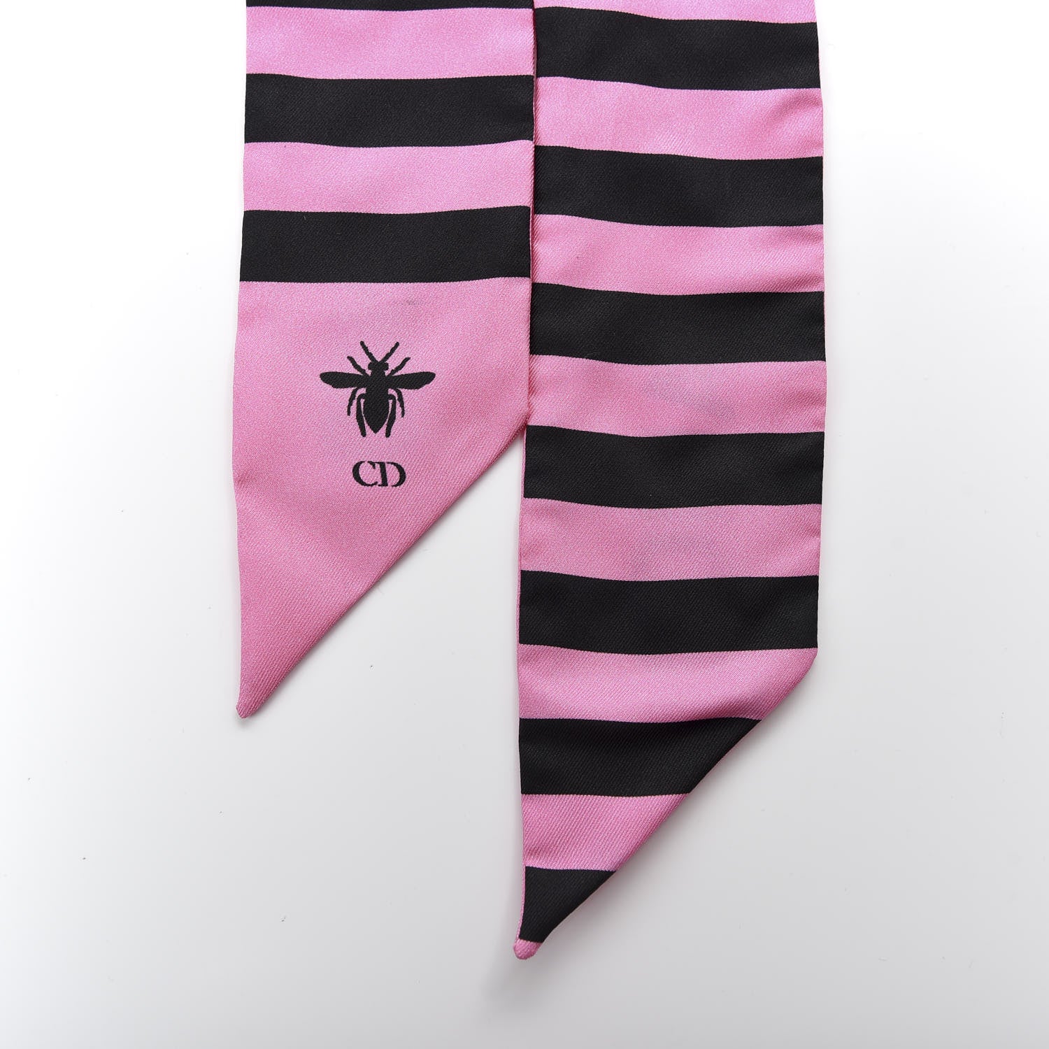 Christian Dior Silk Striped Mitzah Scarf Pink Black 3 of 4