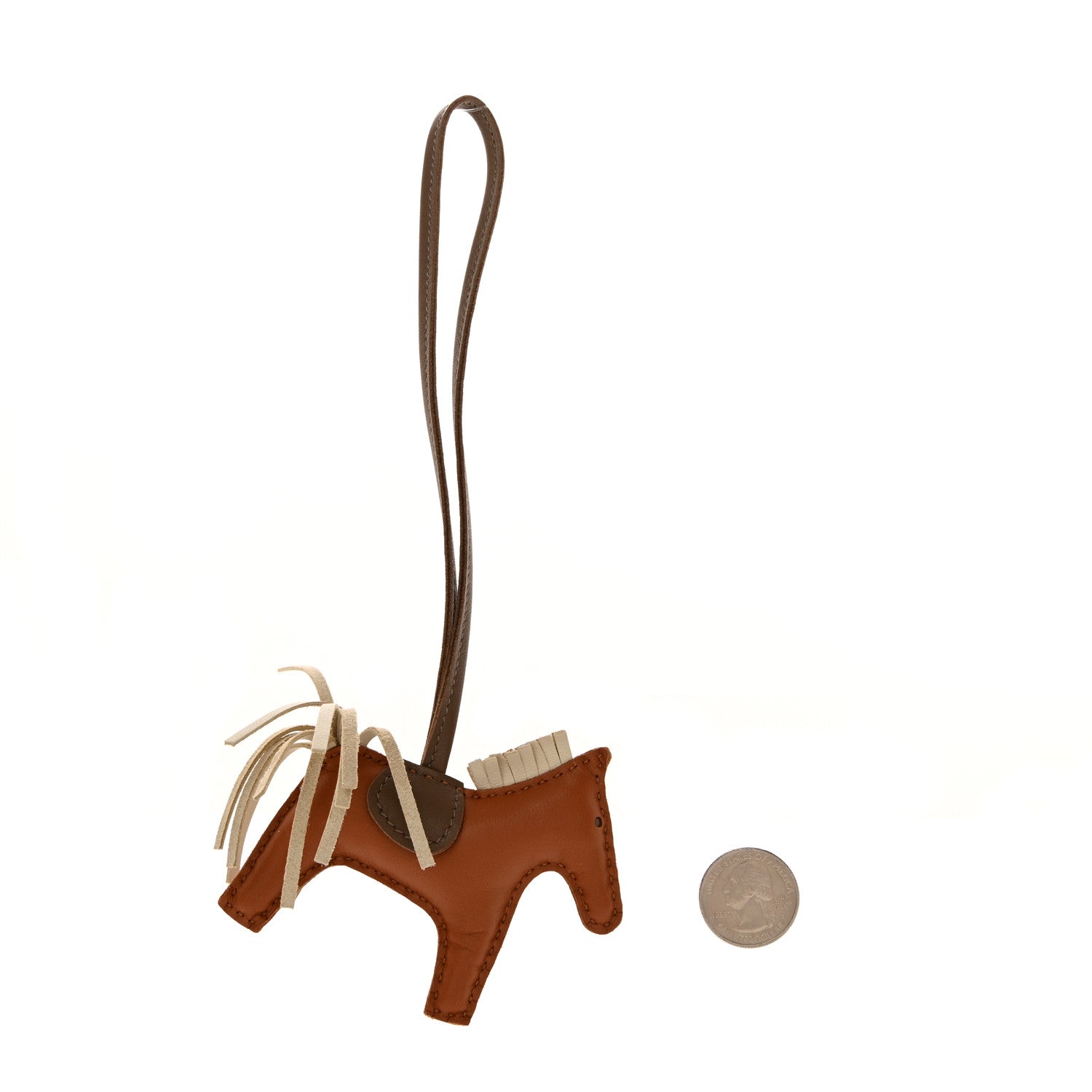 Hermes Milo Lambskin Grigri Rodeo Horse Bag Charm PM Gold Craie Etoupe 2 of 7