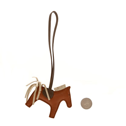 Hermes Milo Lambskin Grigri Rodeo Horse Bag Charm PM Gold Craie Etoupe 2 of 7