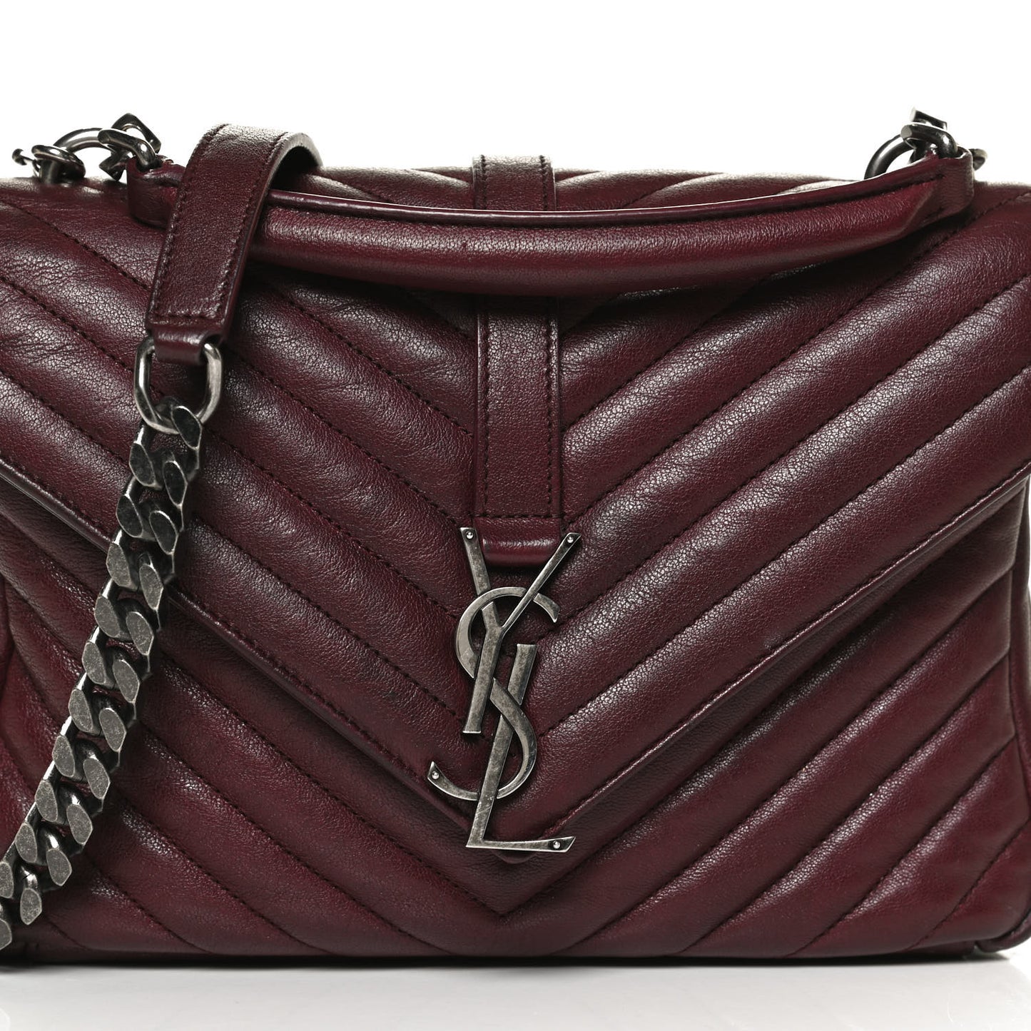 Sheepskin Matelasse Chevron Monogram Medium College Bag Rouge Legion
