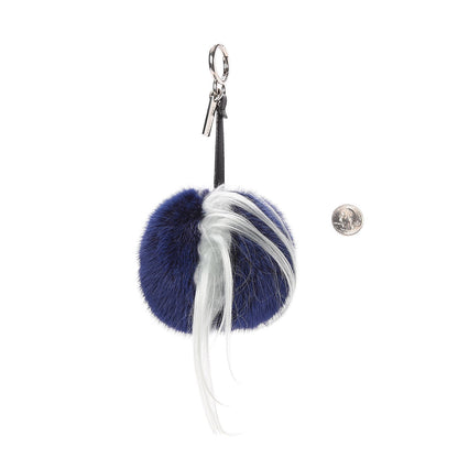 Fendi Mink Fox Fur QuTweet Birgami Bag Bug Charm Blue 2 of 4