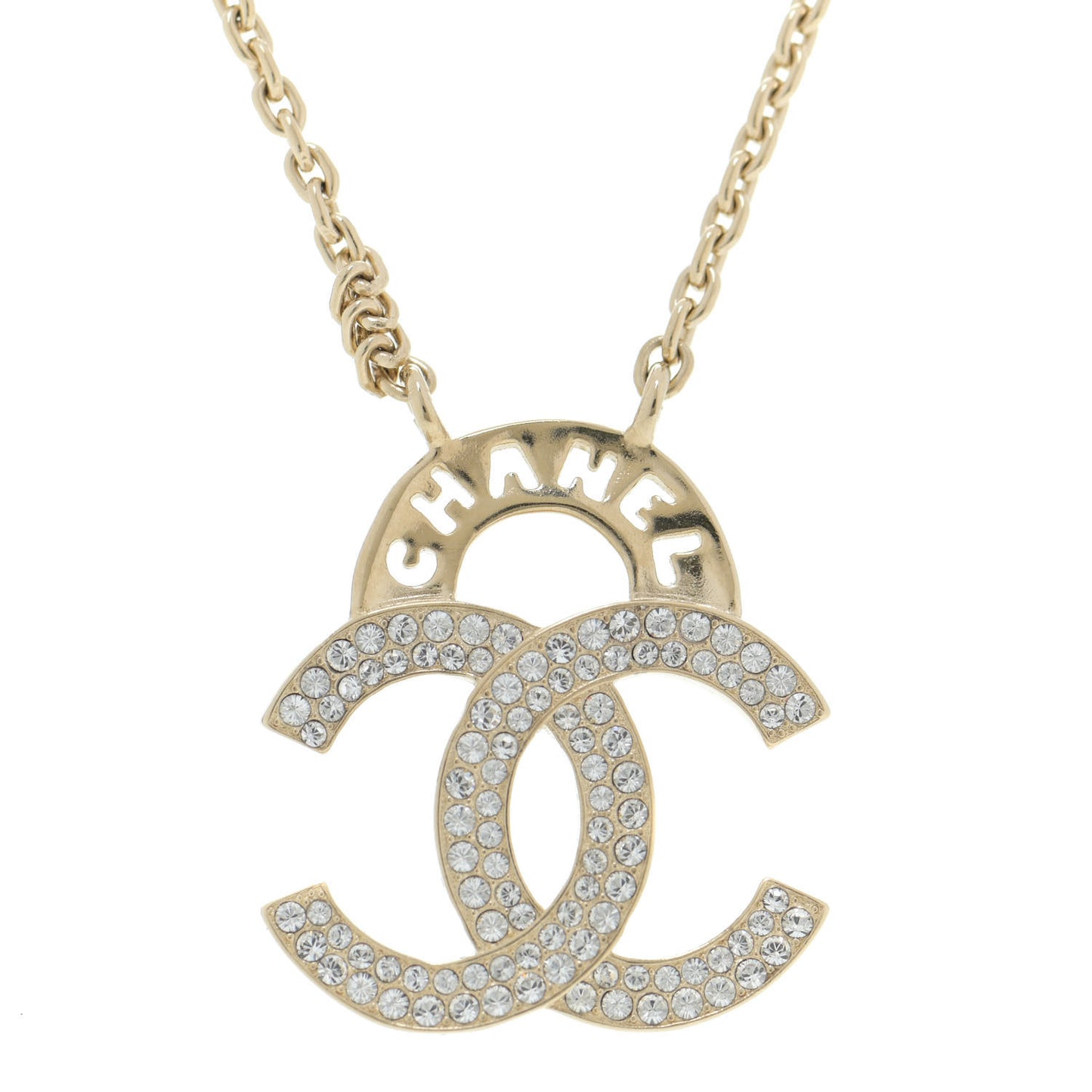 Crystal CC Logo Necklace Gold