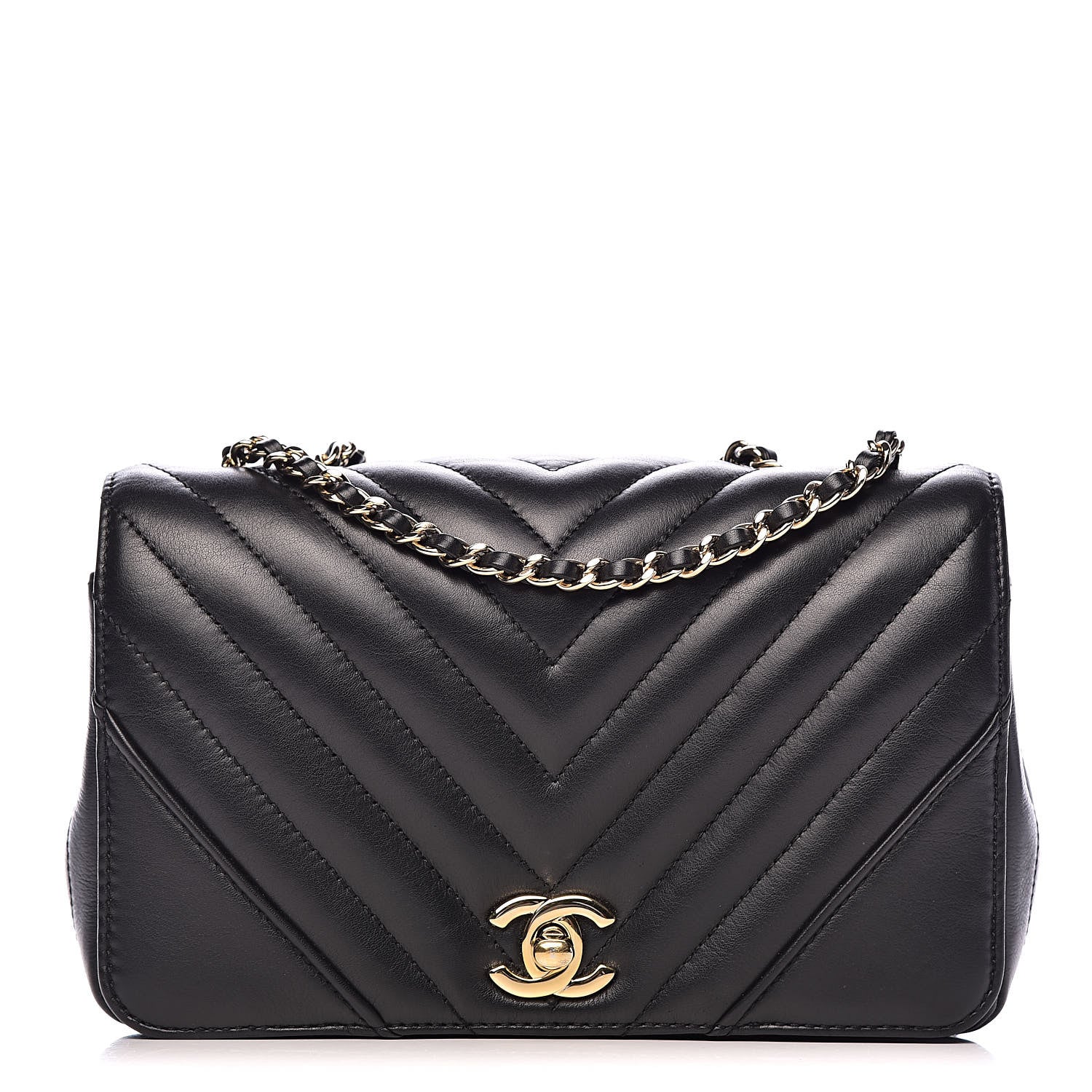 Chanel Calfskin Chevron Quilted Mini Statement Flap Black 1 of 14