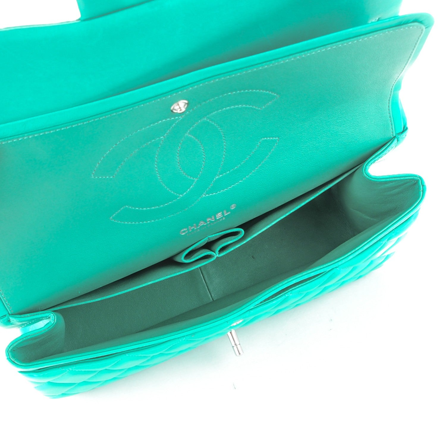 Chanel Lambskin Quilted Jumbo Double Flap Green 5 of 15