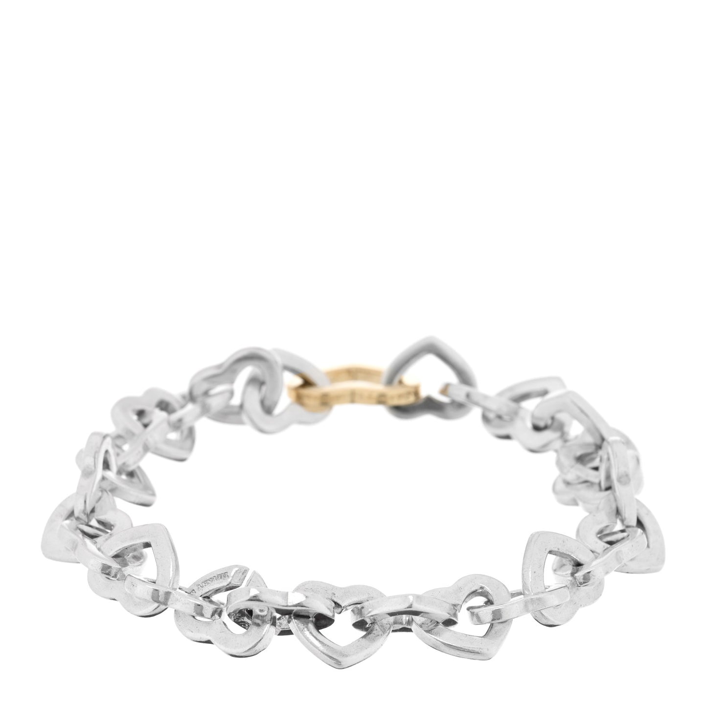 Sterling Silver 18K Yellow Gold Heart Links Bracelet