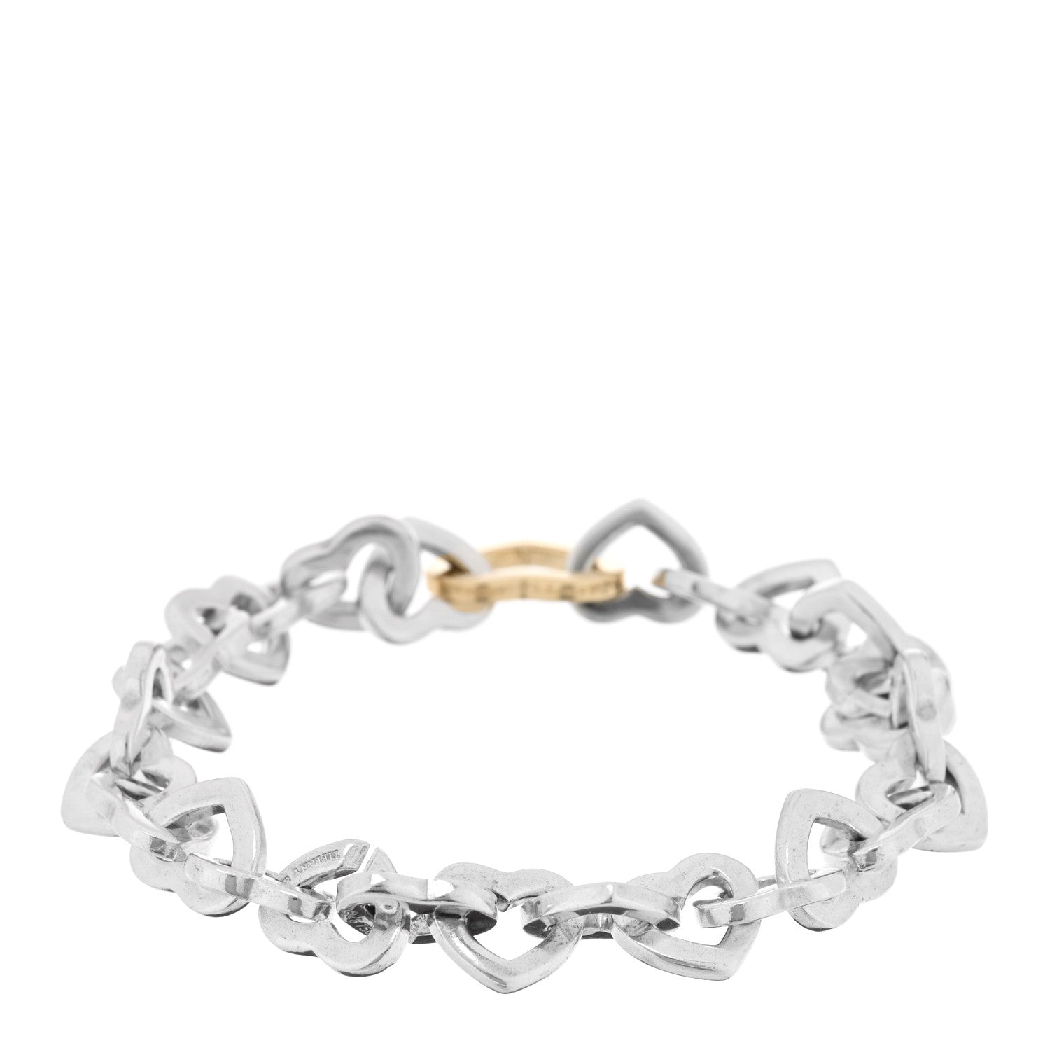 Tiffany Sterling Silver 18K Yellow Gold Heart Links Bracelet 2 of 3
